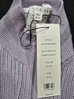 Veronica Beard Lilac Gibbs Dickey Knit Zip Sweater